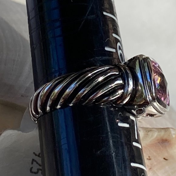 NWT pink faceted CZ gem in sterling silver braided setting ring - Picture 2 of 8